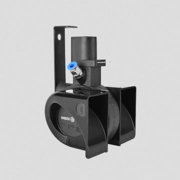 90AH  Air Horns   90AH   90AH2400	24V	3A-5A	115dB(A)	4-6 Kg/cm2	87 x 113 x 152 90AH1200	12V	4A-6A	115dB(A)	4-6 Kg/cm2	87 x 113 x 152 - 