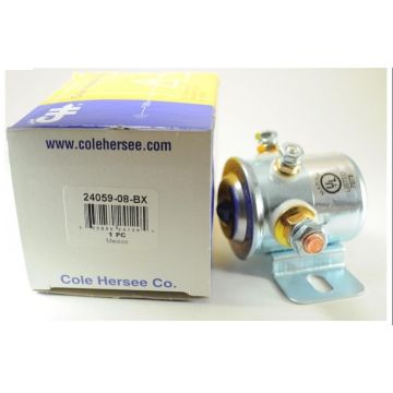 Cole Hersee 12V ΡΕΛΕ ΙΣΧΥΟΣ ΣΥΝΕΧΟΥΣ  Insulated Continuous Duty SPST Solenoid - 24059-08  The Cole Hersee 12V Insulated Continuous Duty SPST Solenoid 24059-08  Rating: 65A at 12V DC. Intermittent rating: 750A make, 100A breakbreak. 10 sec On, 30 min Off. - 