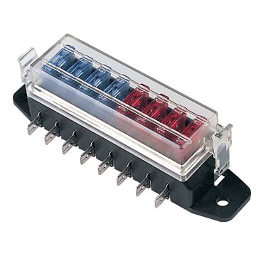 01.00590 – MTA,   0100590   ΑΣΦΑΛΕΙΟΘΗΚΗ 8 ΘΕΣΕΩΝ ΔΙΧΑΛΩΤΗ ΦΥΣΑΚΙ ΠΛΑΙ   01.00590 – MTA, Ασφαλειοθήκη Μαχαιρωτής των 8 θέσεων πλάι φις    Multi Fuse Holder Box (8) Suit Blade Fuse - 