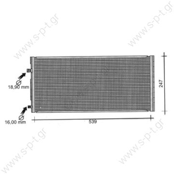 30311344    848.0002    Συμπυκνωτής, σύστ. κλιματισμού FRIGAIR    539 X 248 X 19     Standard parallel flow  Application: Multi Fit Applications  Description: A/C Multi-flow Condenser