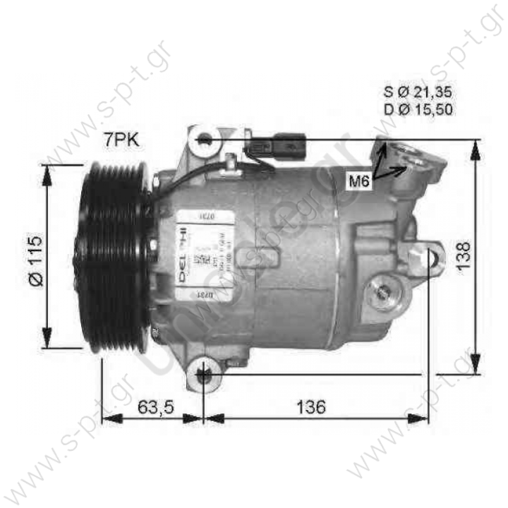 TSP0155926  DELPHI ΚΟΜΠΡΕΣΕΡ A/C   PV7   NISSAN QASHQAI 2007-... X-TRAIL 2007-..TSP015592   A / C Harrison CVC 12V; Nissan Qashqai Nissan Qashqai 2,0DCI; OE: 92600JD70B  DELPHI ΚΟΜΠΡΕΣΕΡ A/C PV7  OEM    NISSAN : 92600JD74A, 92600JD70B, 92600JD700
