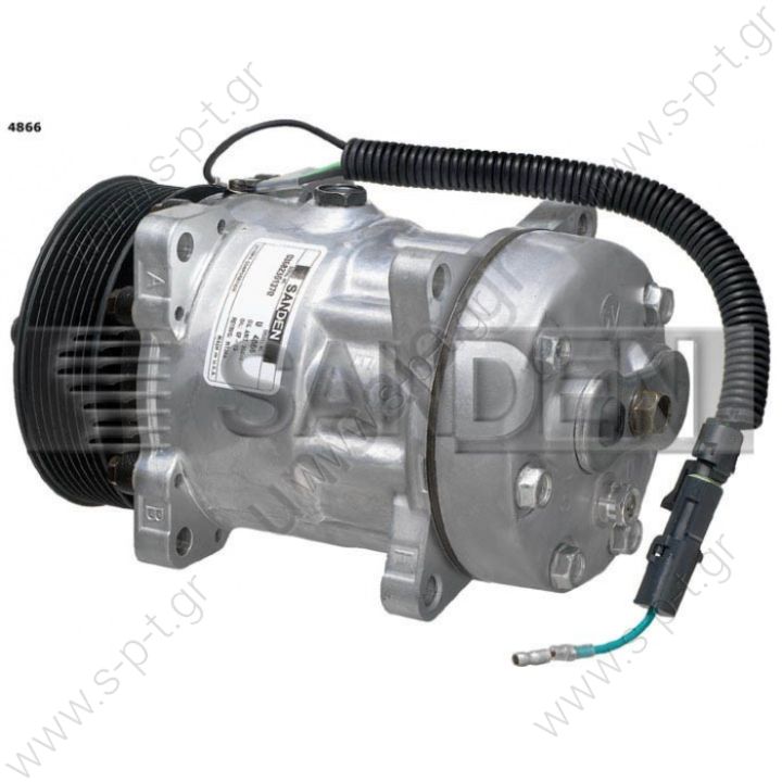 4866   SANDEN  SD7H15  24V  PV8     119  ΚΟΜΠΡΕΣΕΡ   A/C   ΣΥΜΠΙΕΣΤΗΣ    SD7H15  - SD4866 PULLEY - 119MM BELT - 8PK C compressor type	SD7H15   voltage	24  	pulley diameter	123 mm  	type pulley	Poly-V  	Grooves Pulleys	8  	outlet direction	horizontals