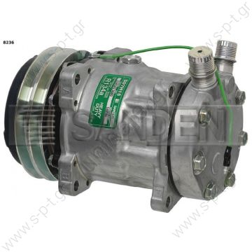 8236 KOMPRESOR SD7H15 MODEL 24V SANDEN UNIVERSAL COMPRESSORS  SD8236 PULLEY - 132MM BELT - 2A CONNECTIONS - VERTICAL 7/8 "X 3/4" CONNECTIONS - HE POWER SUPPLY - 24V