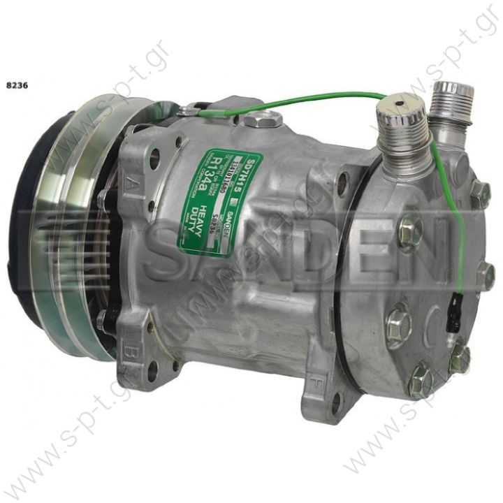 8236 KOMPRESOR SD7H15 MODEL 24V SANDEN UNIVERSAL COMPRESSORS  SD8236 PULLEY - 132MM BELT - 2A CONNECTIONS - VERTICAL 7/8 "X 3/4" CONNECTIONS - HE POWER SUPPLY - 24V