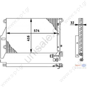 8FC 351 317-201  ΚΟΝΤΕΝΣΕΡ  HELLA 8FC 351 317-201 (8FC351317201), Condenser, Mercedes NG, SK MERCEDES:6455000154 - A6455000154    574x416x32 mm	         