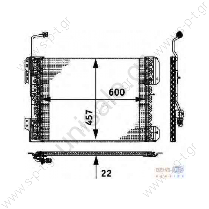 A 940 500 02 54 (A9405000254), MERCEDES   ΚΟΝΤΕΝΣΕΡ  BEHR HELLA SERVICE 8FC 351 317-641 (8FC351317641), Condenser, air conditioning    MERCEDES AXOR	2001-2004 AXOR 2	2004-...  Condenser replaces Hella: 8FC 351 317-641  Art. No. 4.63341