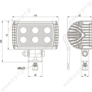 SWL115-1000 (Work light)  Input Voltage	:10-30 VDC Current	:14V = 800 ± 50mA  	:27V = 450 ± 25mA Power Consumption	:11 WATT Operating Temperature	:-40 ºC to +65 ºC Light Output	:1000 Lumen - 