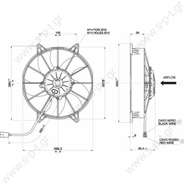 ΑΝΕΜΙΣΤΗΡΑΣ SPAL VA15-AP70/LL-51S 12V   VA15-AP70/LL-51S Ανεμιστήρας 255mm 12V Spal Ωθήσεως - 
