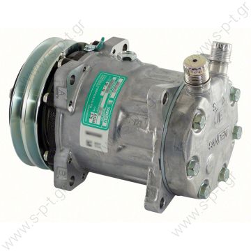 4711    SANDEN  ΚΟΜΠΡΕΣΕΡ   A/C   ΣΥΜΠΙΕΣΤΗΣ    SD7H15   24V   2GA     Compressor Series SD7 / Type SD7H15 Connection	7/8" x 3/4" Type	Sanden 7H15 Volume (cc)	270 Ø (mm)	125 Voltage (V)	24 Pulleytype	2 G - A - 