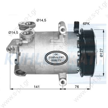 98870 (97870) CITROEN / FIAT / PEUGEOT MODEL - JUMPER 2.2 HDI 06 -; Ducato 2.3 JTD D; BOXER 3.0 HDI 2.2HDI, 3.0D Compressor - VISTEON VS-16 NUMBER PK - 6 MW - 129mm COMPRESSOR NEW No Original	6453.SR / 71789742/9658128580/1371569/1385920/1421334/1429044 / - 
