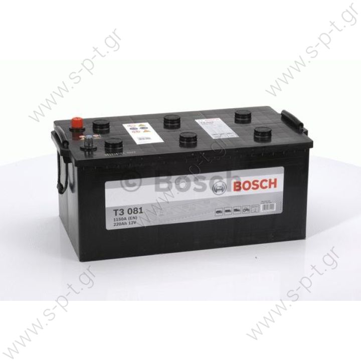 BOSCH ΜΠΑΤΑΡΙΑ "Τ3" GREY LINE (220Ah/1450A) ± 518x291x242 0092T30810  0 092 T30 810 ΜΠΑΤΑΡΙΑ T3 HD 220Αh/1150A ΑΡ. 