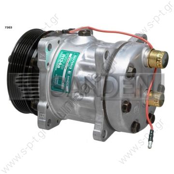 7303 5800009   ΣΥΜΠΙΕΣΤΗΣ SANDEN SD7H13 119PV8 12V V-OR   COMPRESSOR SD7H13 MODEL - SD7303 PULLEY - 119MM BEL - 
