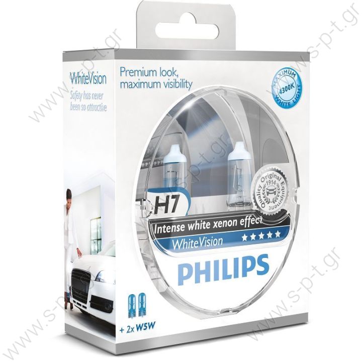 PHILIPS White Vision Headlight Halogen Bulbs Xenon Effect H7 Twin Pack