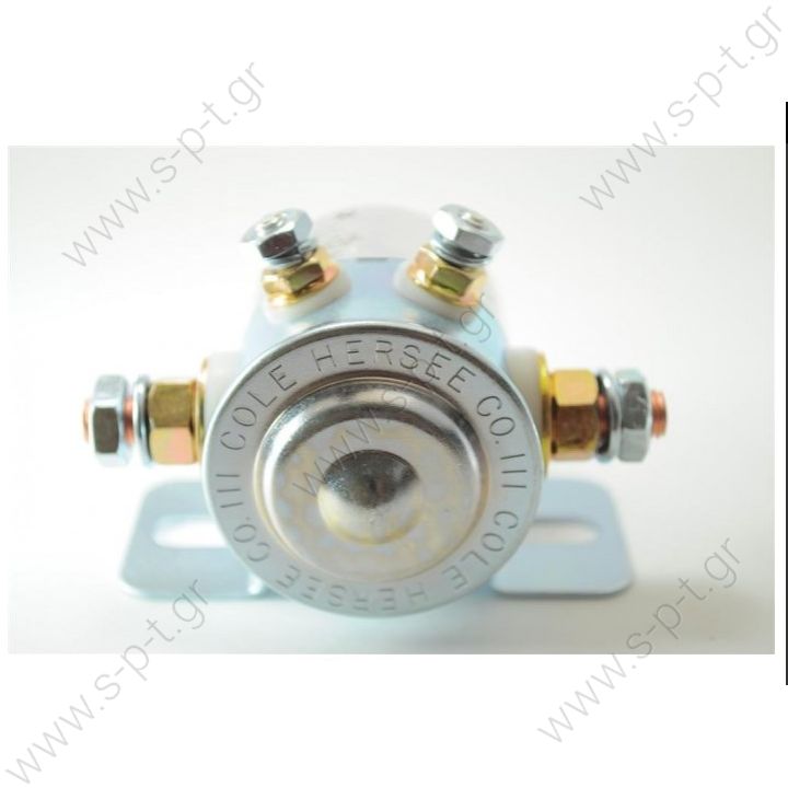 Cole Hersee 12V ΡΕΛΕ ΙΣΧΥΟΣ ΣΥΝΕΧΟΥΣ  Insulated Continuous Duty SPST Solenoid - 24059-08  The Cole Hersee 12V Insulated Continuous Duty SPST Solenoid 24059-08  Rating: 65A at 12V DC. Intermittent rating: 750A make, 100A breakbreak. 10 sec On, 30 min Off.