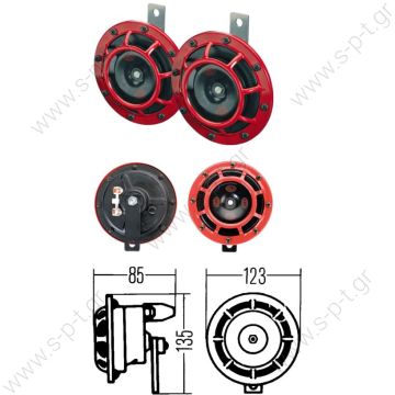 HELLA Twin Supertone Horns   12V CIS / GIS        3AG.003.399.081	  	  Dual tone electric horn kit to let the world know where you are  Mfg Part # 003399801 - 