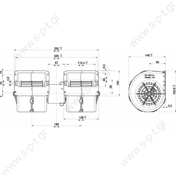 20220101 009-B40-22 GR   SPAL ΔΙΠΛΗ ΤΟΥΡΜΠΙΝΑ 009 - B40 - 22     RPA 3VCV Double blower Double blower 009-B40-22 Ref. 1E052466G02 , 83.77930.6511 , 8.441.000.873.0 , A 002 830 66 08 , H11-001-287 - 