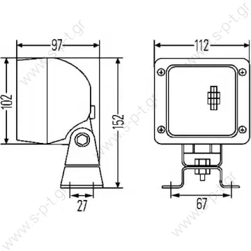 1GA007506-011 – HELLA, Φανάρι Εργασίας FF τετράγωνο 10x10cm   1GA 007506-011 Hella Worklight Hella Worklight U-bracket 112x102 mm - 