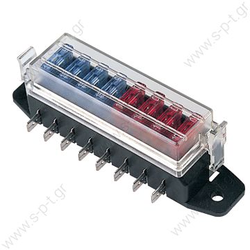 01.00590 – MTA,   0100590   ΑΣΦΑΛΕΙΟΘΗΚΗ 8 ΘΕΣΕΩΝ ΔΙΧΑΛΩΤΗ ΦΥΣΑΚΙ ΠΛΑΙ   01.00590 – MTA, Ασφαλειοθήκη Μαχαιρωτής των 8 θέσεων πλάι φις    Multi Fuse Holder Box (8) Suit Blade Fuse - 