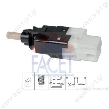 HELLA Διακόπτης των φώτων φρένων FACET Διακόπτης των φώτων φρένων OEN A 001 545 44 09 — MERCEDES-BENZ OEN A 001 545 67 09 — MERCEDES-BENZ OEN A 001 545 96 09 — MERCEDES-BENZ OEN 2E0 945 515 A — VW OEN 2E0 945 515 B — VW - 