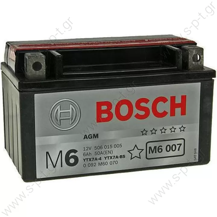 ΜΠΑΤΑΡΙΑ MOTO BOSCH M6007 6AH 105A YTX7ABS / YTX7A-4   Μπαταρία Moto M6 Bosch 0092M6070