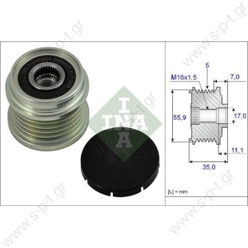 535000810,  INA ΤΡΟΧΑΛΙΑ ΔΥΝΑΜΟ    5350008000 LUK    ΤΡΟΧΑΛΙΑ     Bosch   Audi / VW / Seat / Skoda  BOSCH	F00M147722, F00M991042, F00M991376 CARGO	230304 IKA	335421 INA	F-226322.09, F-226322.10, F-226322.11, F-226322.6 LUK	5350008000, 535000810