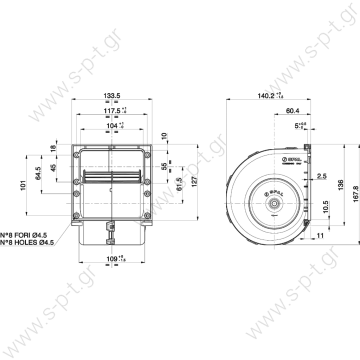 ΤΟΥΡΜΠΙΝΑΚΙ ΜΟΝΟ SPAL 010-Α70-74D 12V Fan/Blower Spal 12V 010-A70-74D (3 speeds)   - 