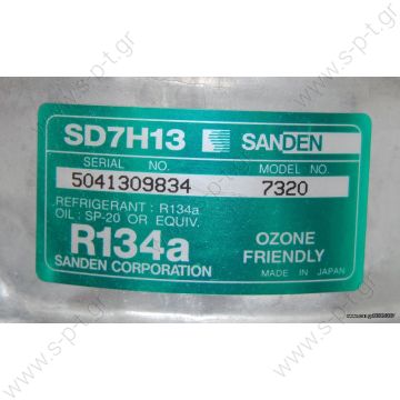 7320 SANDEN SD7H13  ΚΟΜΠΡΕΣΕΡ A/C - MAZDA 323 (90) - Sanden SD7H13    SANDEN ΚΟΜΠΡΕΣΕΡ 12V R134A  KOMPRESOR SD7H13 MODEL - SD7320 PULLEY - 119MM BELT - 8PK   VOR      SD7H13-708 (7320) V.O.R. 119/PV8 (ΚΑΡΦ)     - 