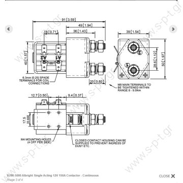 SU80-5000 ALBRIGHT   ΡΕΛΕ  ΕΝΙΣΧΥΜΕΝΟ  12V 150A     Single Acting 12V 150A Contactor - Continuous  Model:  SU80-5000  Brand:  Albright Colour:  Black Voltage:  12V DC Amperage:  150A Material:  Copper/Silver/Bakelite/Steel Coil type:  Continuous - 