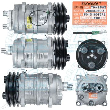 40430048   ΣΥΜΠΙΕΣΤΗΣ SELTEC ZEXEL   TM 16 HD OR Horizontal 24V 5 " 2G ACompressor Seltec TM16 Mount: Ear Clutch: 2gr, 24V Diameter: 135mm Belt Size: 1/2″ Fittings: Horizontal #8 x #10 (3/4″ x 7/8″) OEM# 2521154, 488-45017 - 