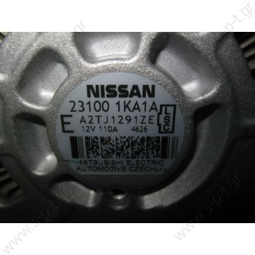 A0 02 T 305 91   ΔΥΝΑΜΟ 1.6 ΒΕΝΖΙΝΗ JUKE 2014 231001KA1A  12V 110 A  Nissan Juke 1.6 Petrol 2012 Alternator 23100 1ka1a Ref4739 NISSAN Cube (1598 ccm, Petrol) NISSAN Juke (1598 ccm, Petrol)   110A Nissan Juke 1,6 DIG Nismo F15 MR16DDT   - 