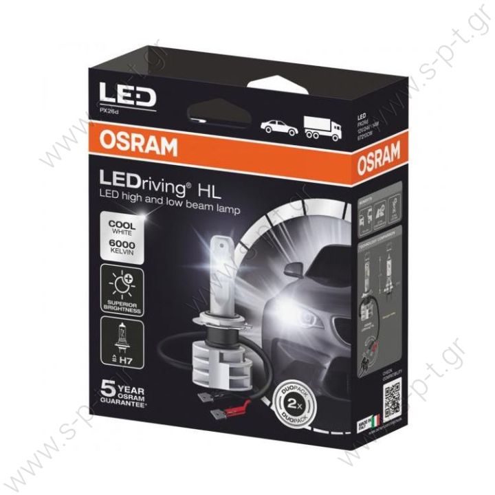 67210CW – OSRAM, Σετ Λάμπες Led 12-24V H7 6000K (Σετ των 2) OSRAM LEDriving HL (Next Generation) LED H7 (Twin)