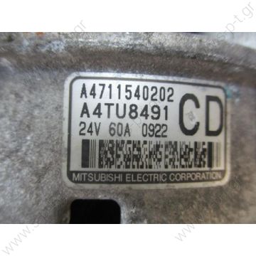 A4TU8491 24V 60A   ΔΥΝΑΜΟ   MITSUBISHI  24V 60Amp PR10 [S-IG-L]      MITSUBISHI FUSO     A4TU8491   24V  60A   MITSUBISHI A4711540202, A4TU8491, MX000874 Mitsubishi FUSO - 