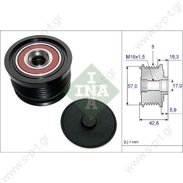 535019110   INA ΤΡΟΧΑΛΙΑ ΔΥΝΑΜΟ  ALFA ROMEO  ALFA 159  ALFA ROMEO	77363565    RML Ref 627-OE Bosch  Clutch Pulley Aifa