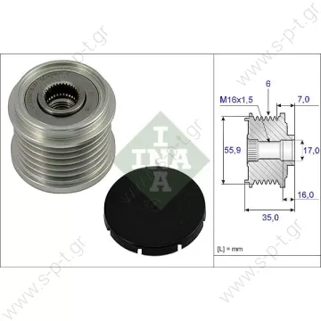 535001410  INA ΤΡΟΧΑΛΙΑ ΔΥΝΑΜΟ   071 903 119 B    RML Ref 500-392  Bosch Clutch Pulley Audi / VW / Seat / Skoda - 