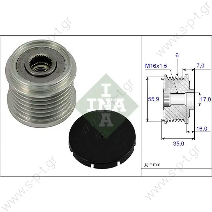 535001410  INA ΤΡΟΧΑΛΙΑ ΔΥΝΑΜΟ   071 903 119 B    RML Ref 500-392  Bosch Clutch Pulley Audi / VW / Seat / Skoda