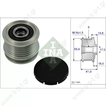 535001010, INA INA ΤΡΟΧΑΛΙΑ ΔΥΝΑΜΟ    BOSCH AUDI A3, VW GOLF IV, SEAT,ALHAMBRA    RML Ref 500-383 Bosch Clutch Pulley Audi / VW / Seat / Skoda - 
