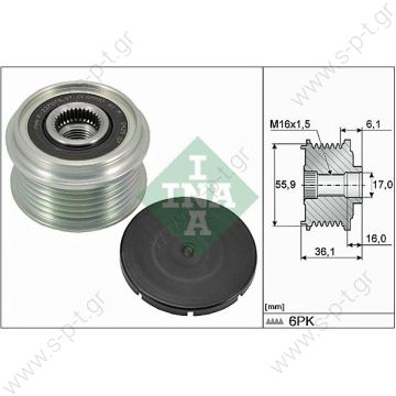 535002610    INA ΤΡΟΧΑΛΙΑ ΔΥΝΑΜΟ   VOLVO 850, C70, S70, V70 2.0     RML Ref 500-390 Bosch Clutch Pulley  American Vehicles
